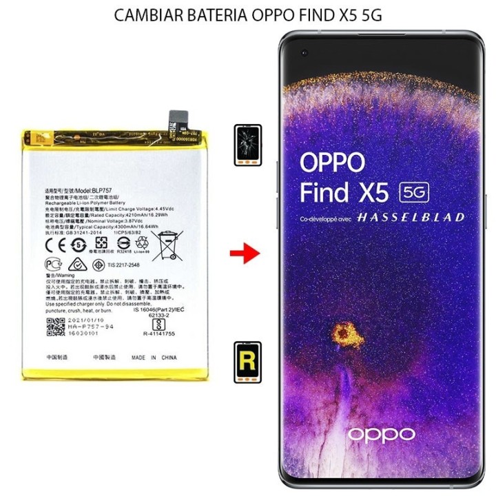 Cambiar Batería Oppo Find X5 5G