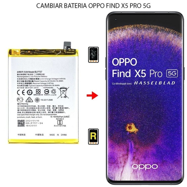 Cambiar Batería Oppo Find X5 Pro 5G