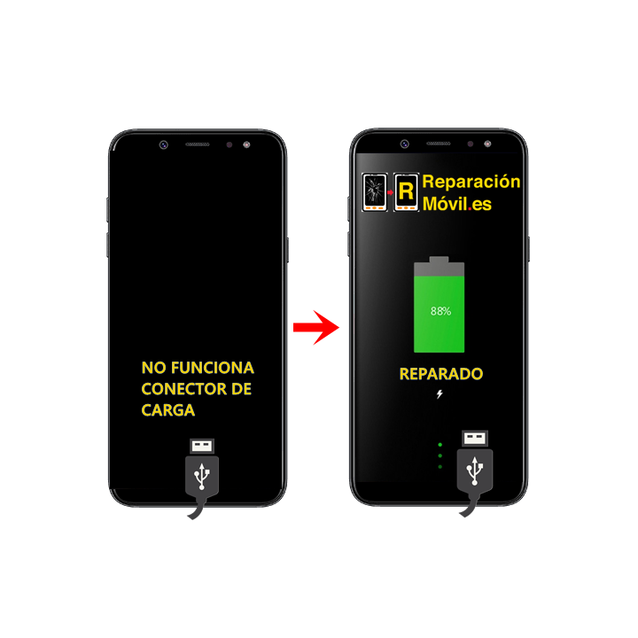 Cambiar Conector de carga Samsung A6 plus