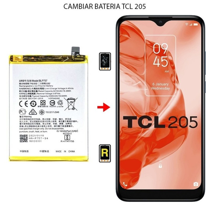Cambiar Batería TCL 205