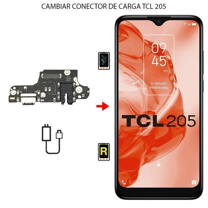 Cambiar Conector de Carga TCL 205