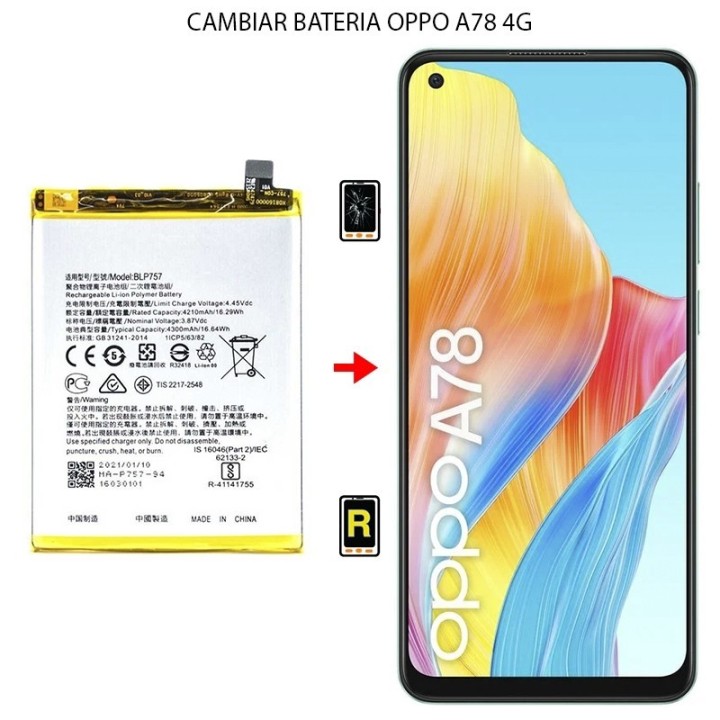 Cambiar Batería Oppo A78 4G