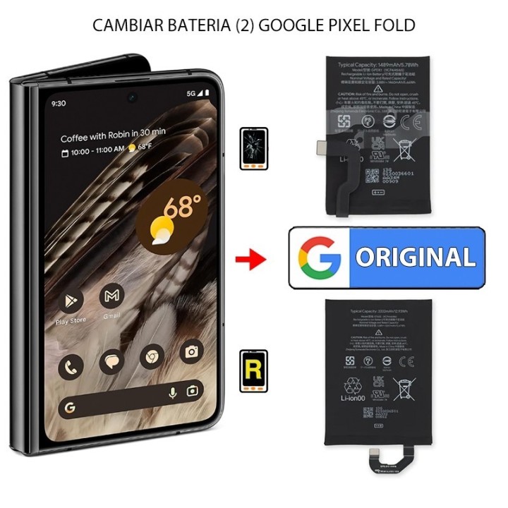 Cambiar Pack 2 Baterías Google Pixel Fold