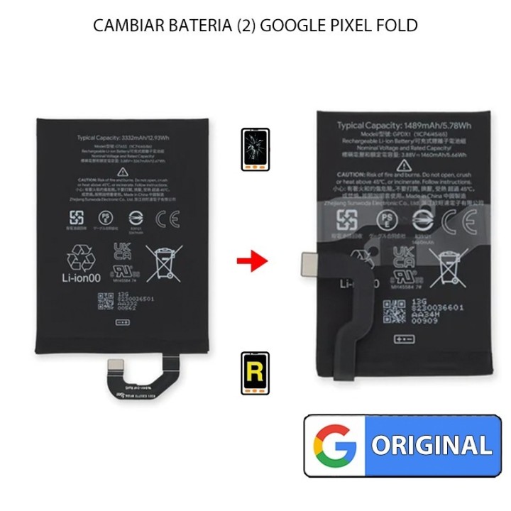 Cambiar Pack 2 Baterías Google Pixel Fold